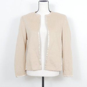 Escada Tan Soft Wool Angora Blend No Closure Satin Trim Size 38/M Vintage Blazer